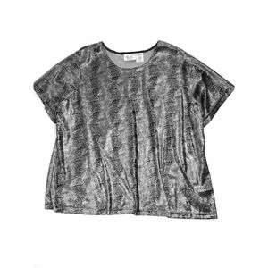 Kathie Lee Woman Silver Animal Snakeskin Print Top Blouse 26W/28W 74109 USA
